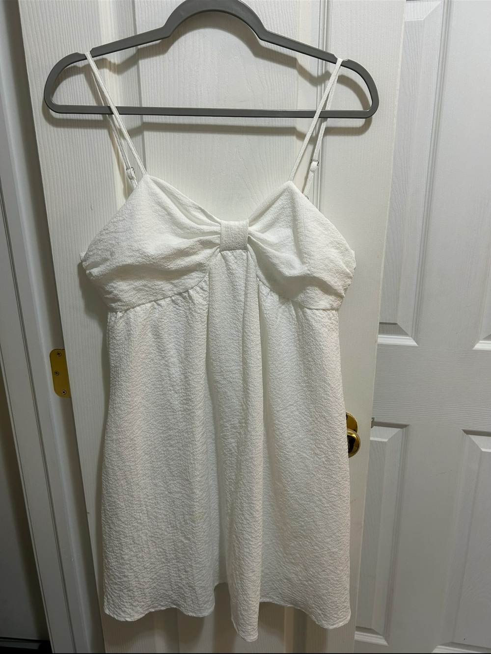 SHEIN White Bow-Front Textured Dress
